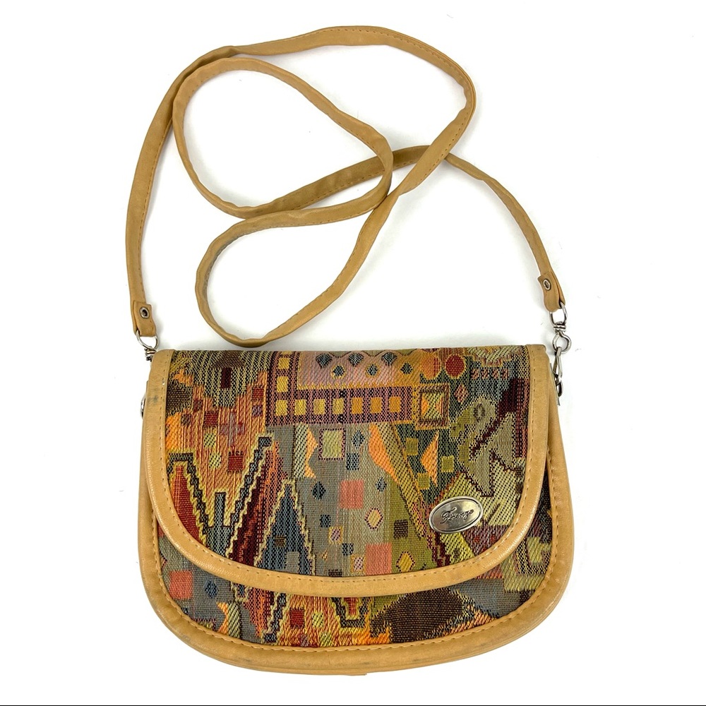 Vintage Firenze Crossbody Tapestry Leather Bag